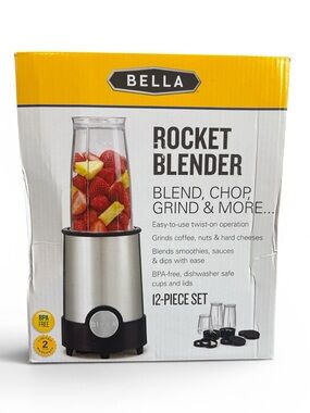 Bella Rocket Blender 12-Piece Set Black NEW in Open Box